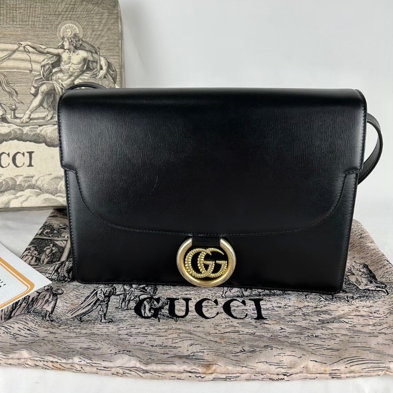 Gucci GG 雙G 圓環設計中款扣式肩背斜背包 2020年-7
