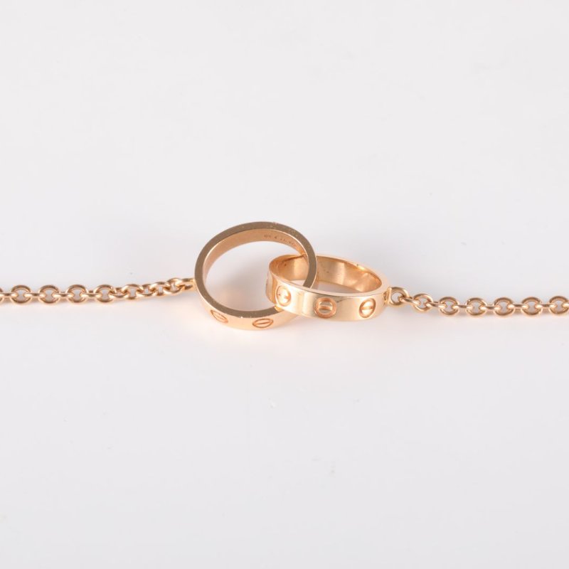 Cartier LOVE18K金雙環手鏈18K玫瑰金S-M碼玫瑰金手鍊／手環-2