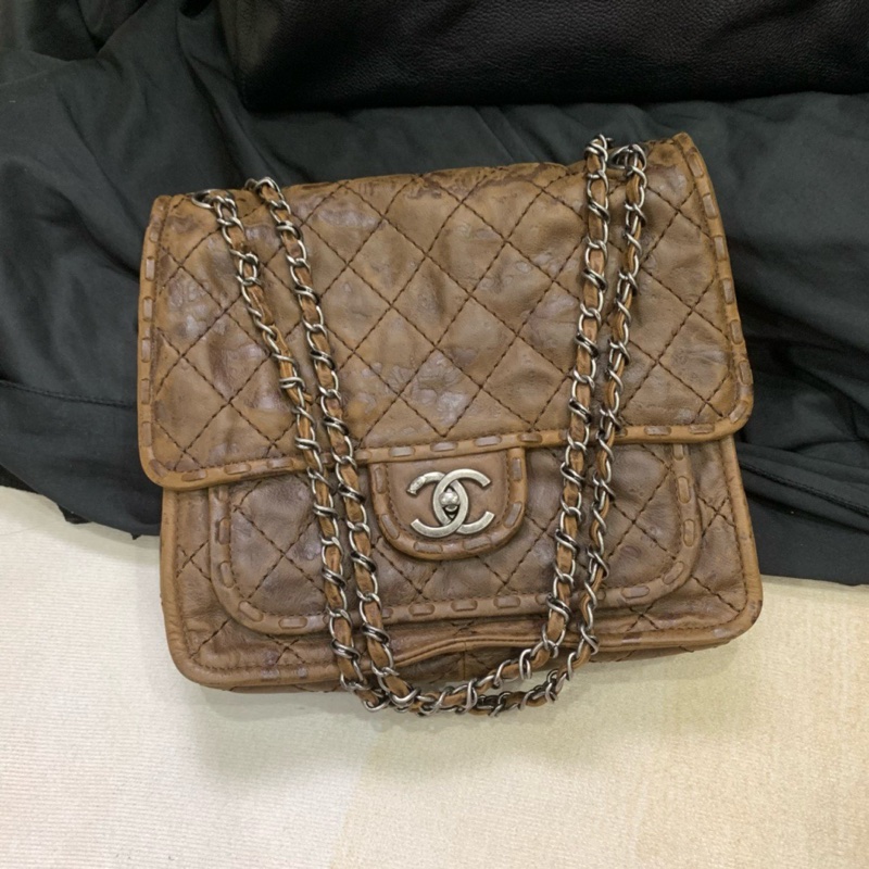 【近新閒置❤️】 Chanel 牛皮編織做舊流浪包手提包 單肩包-0