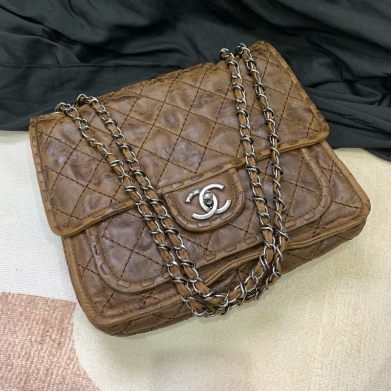 【近新閒置❤️】 Chanel 牛皮編織做舊流浪包手提包 單肩包-8