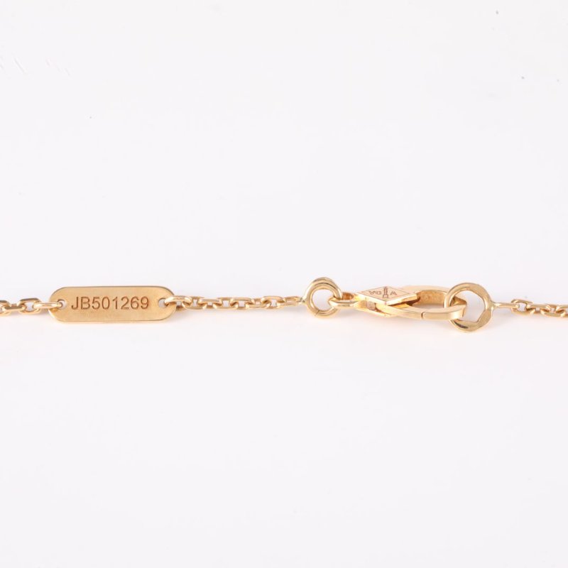 Van Cleef & Arpels VintageAlhambra中號單花項鏈新扣18K黃金/白貝母項鏈黃金項鍊-4