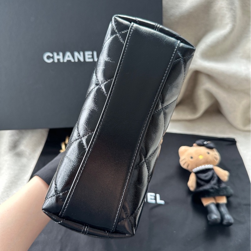 【配件：防塵袋 💕】Chanel 25A hobo 小號 黑金 黑色 金扣 粗鏈條 油蠟皮 羊皮 手提 單肩 腋下-4