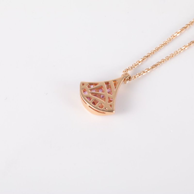 BVLGARI DIVASDREAM18K滿鑽扇子粉鑽小號18K玫瑰金/鑽石項鏈玫瑰金18K滿鑽扇子項鍊-2