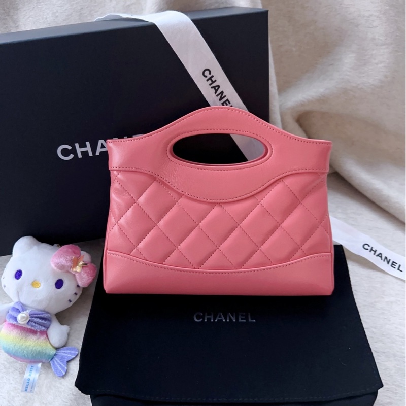 【配件：防塵袋 小票 💕】Chanel 31bag nano 粉色 珊瑚粉 金扣 羊皮 油蠟皮 手提 單肩 斜挎-2