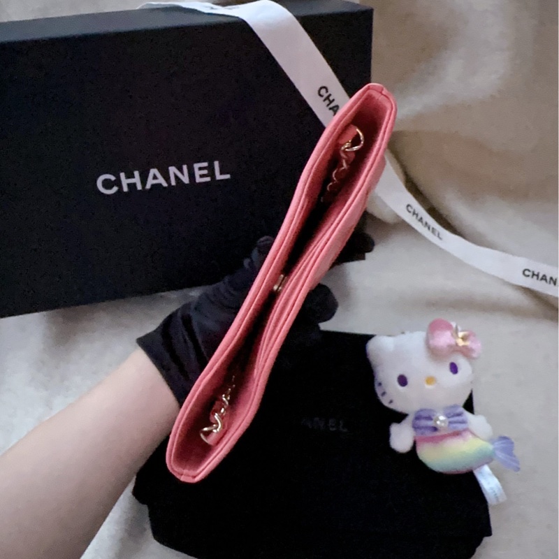 【配件：防塵袋 小票 💕】Chanel 31bag nano 粉色 珊瑚粉 金扣 羊皮 油蠟皮 手提 單肩 斜挎-4