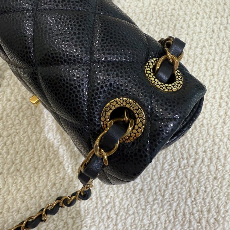 CHANEL - 黑色荔枝皮金鍊季節款24B方胖-12