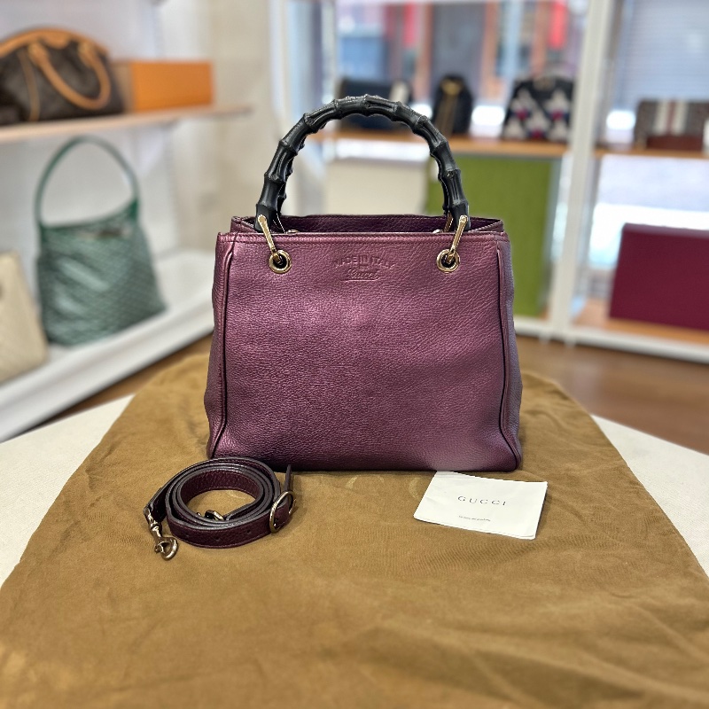 Gucci 小號竹子手把 Shopper 托特包-0