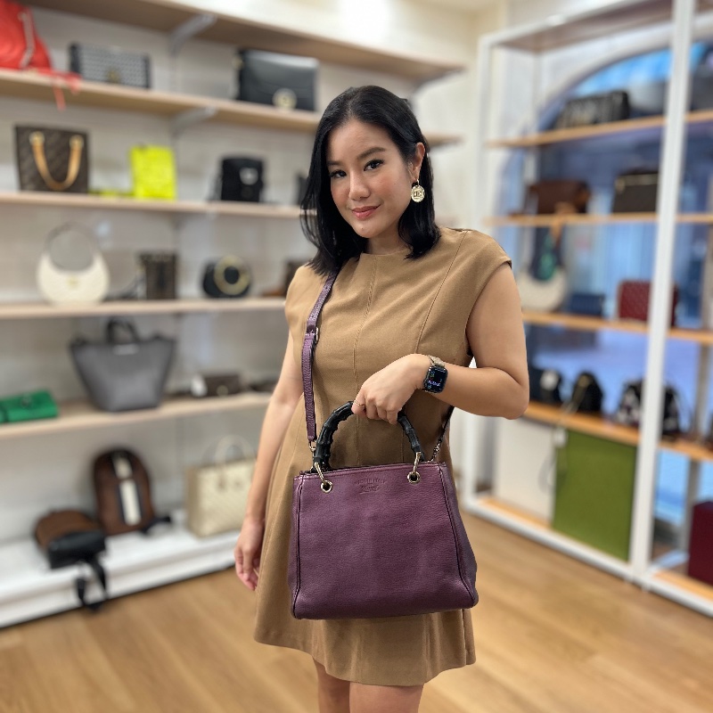 Gucci 小號竹子手把 Shopper 托特包-4