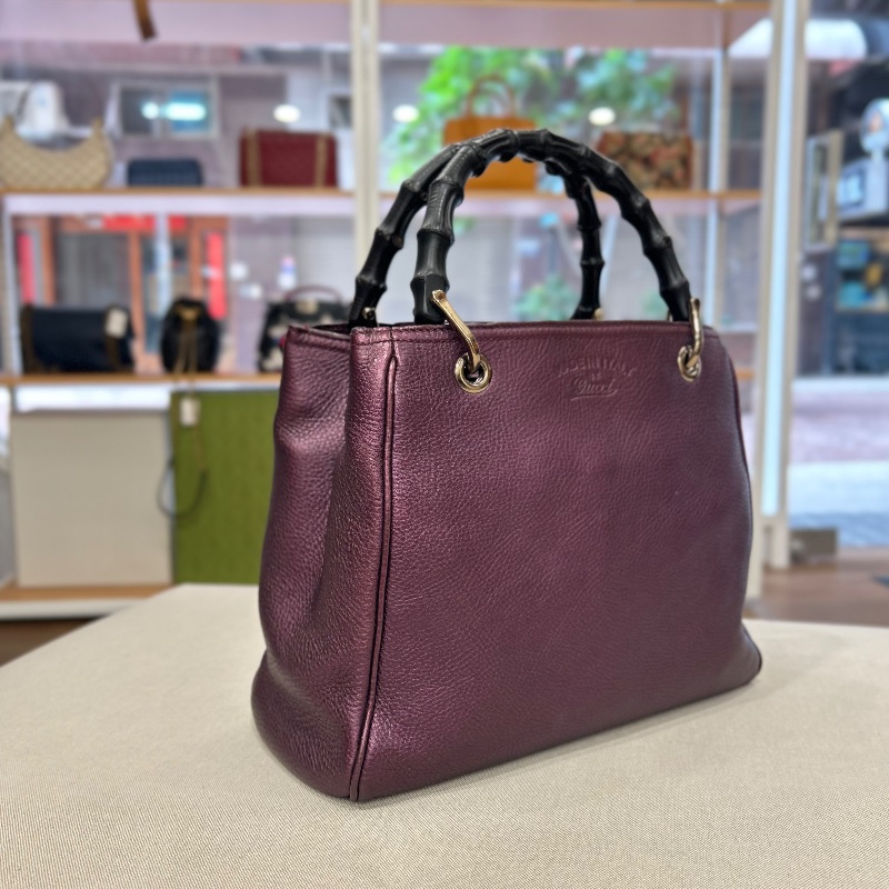 Gucci 小號竹子手把 Shopper 托特包-6