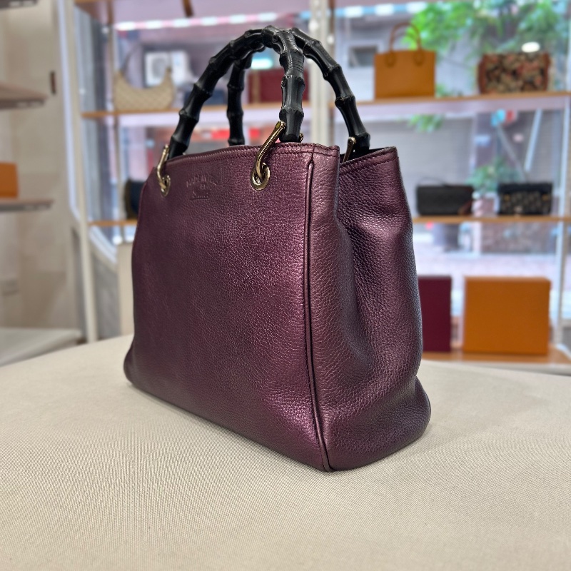 Gucci 小號竹子手把 Shopper 托特包-10