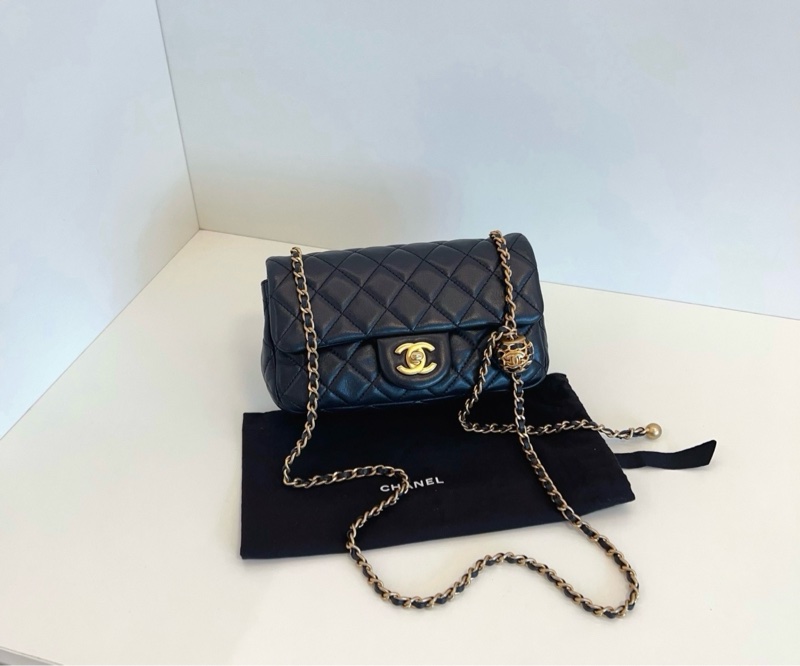 Chanel香奈兒 黑金核桃金球CF大mini-0