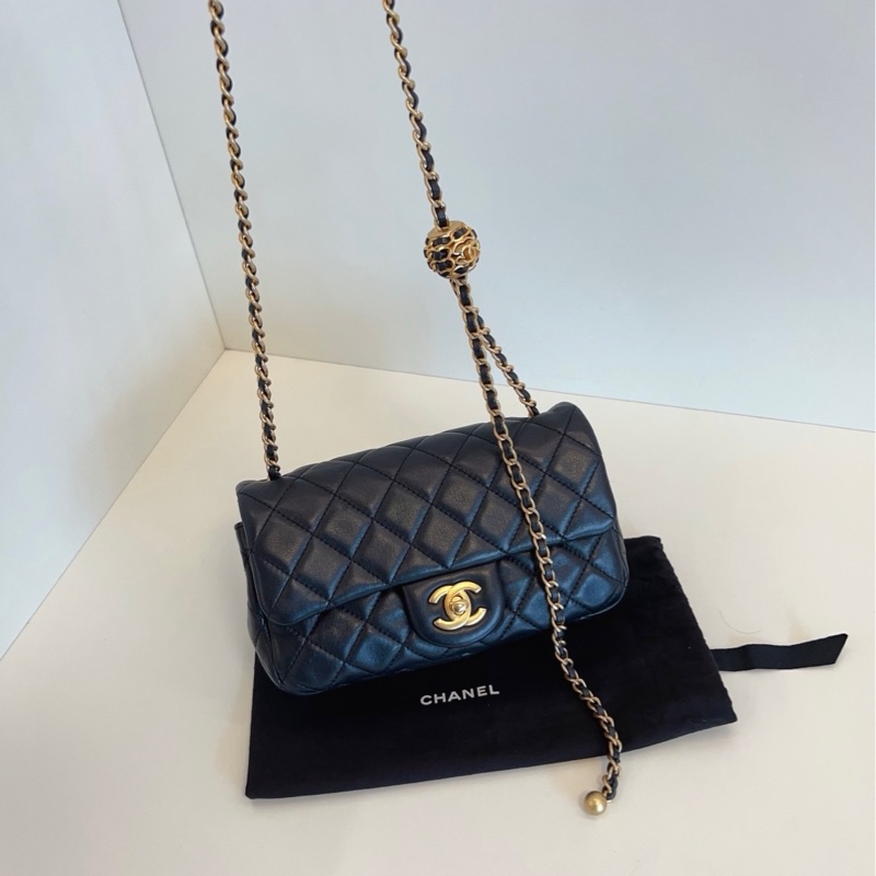 Chanel香奈兒 黑金核桃金球CF大mini-3
