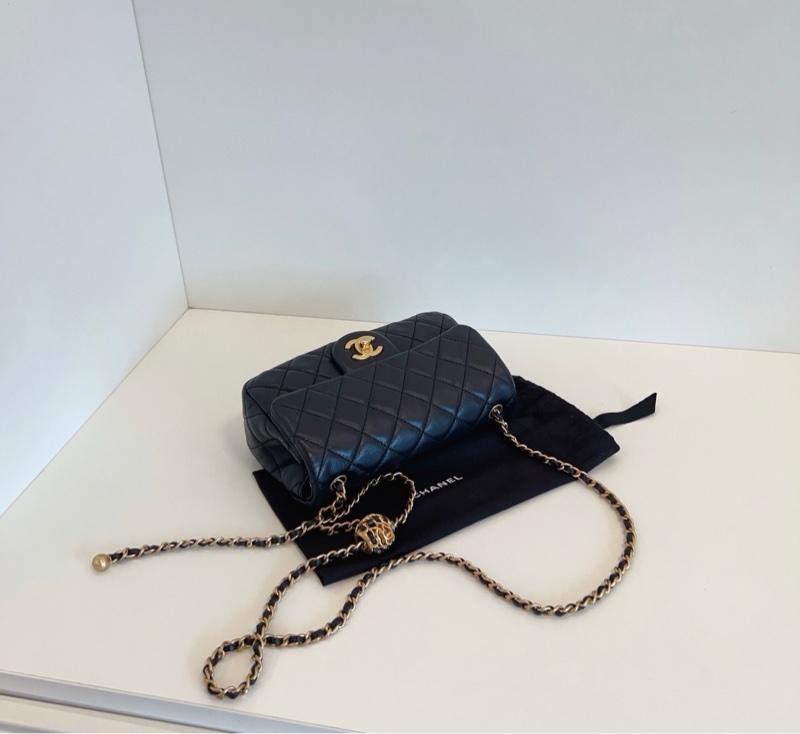 Chanel香奈兒 黑金核桃金球CF大mini-4