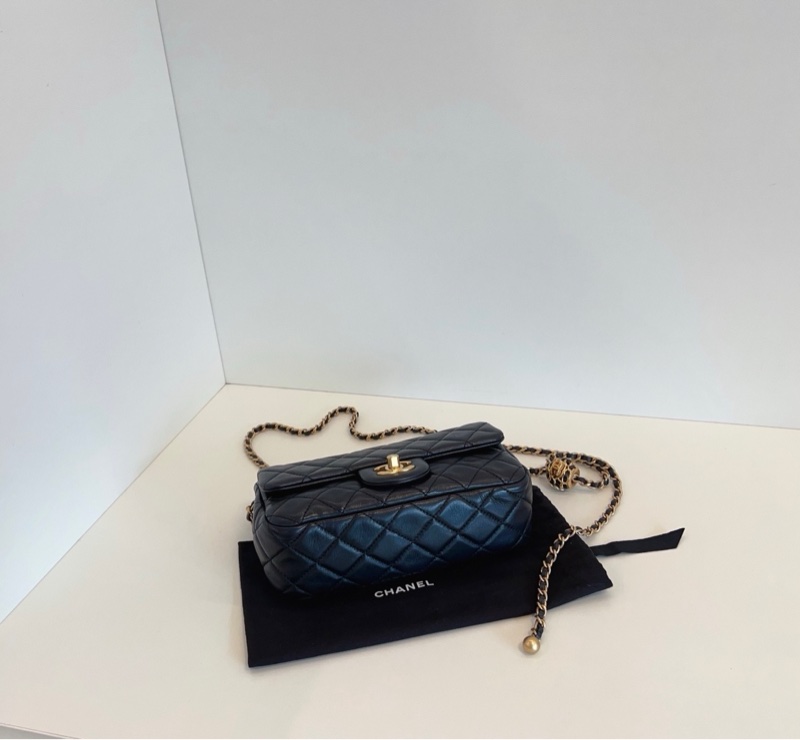 Chanel香奈兒 黑金核桃金球CF大mini-5