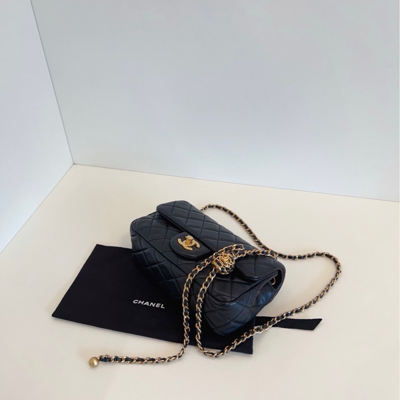 Chanel香奈兒 黑金核桃金球CF大mini-6