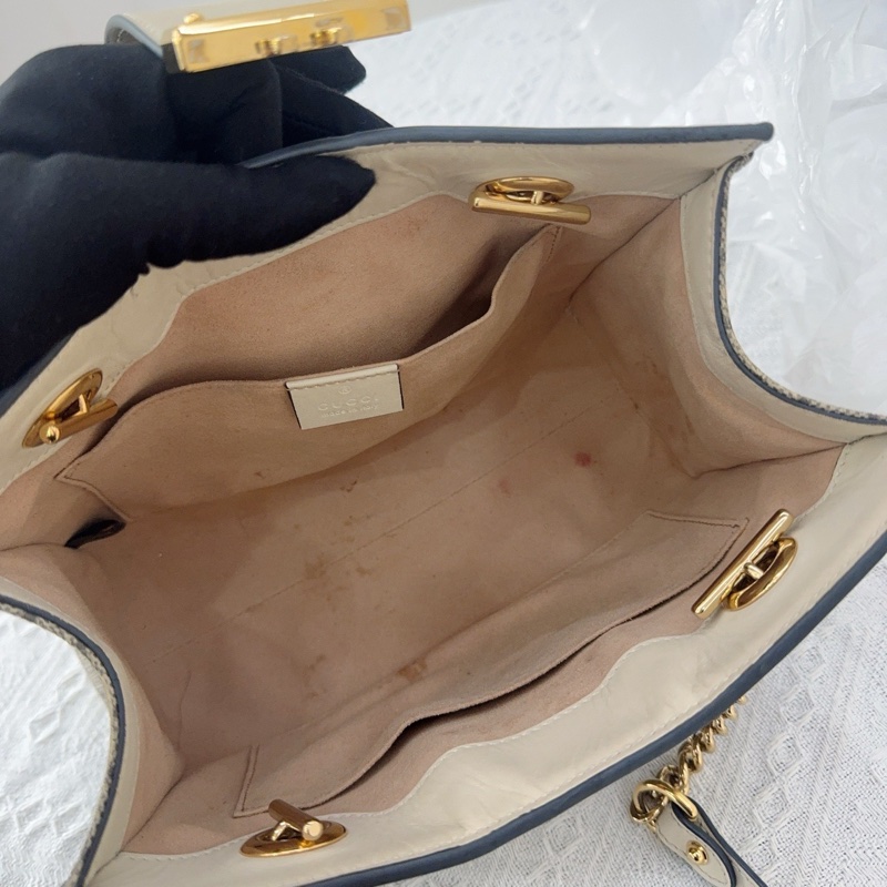 特價 Gucci古馳padlock老花白色小三包 Gucci古馳padlock老花白色托特包 黑標-6