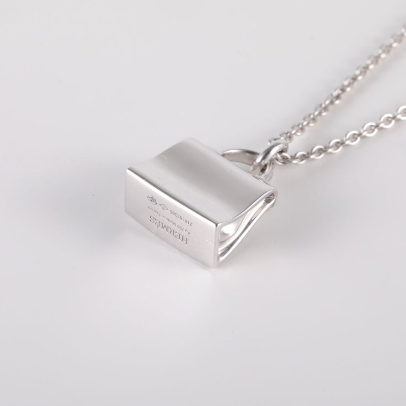 HERMES AmulettesKelly項鏈滿鑽18k白金18K白金/鑽石項鏈白金項鍊-2