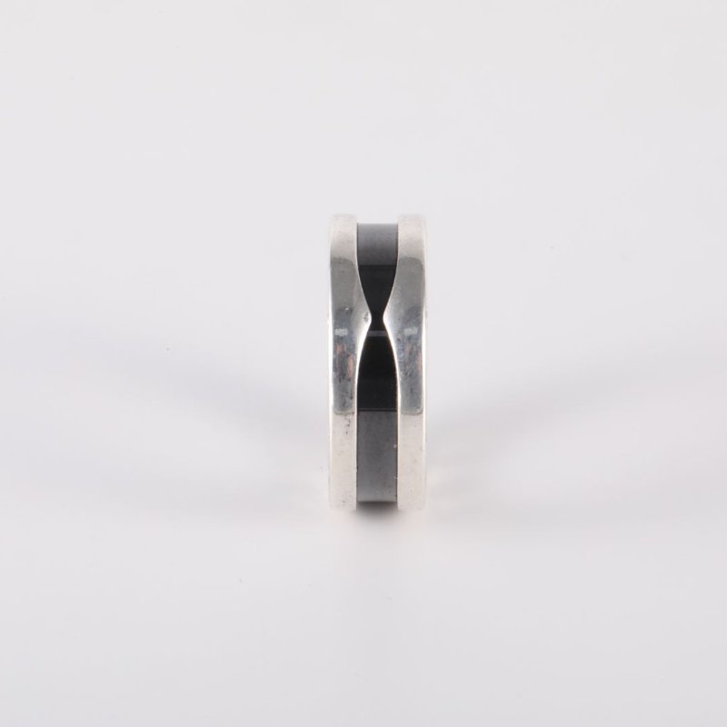 BVLGARI B.ZERO1彈簧戒指單圈慈善款AG925銀/黑陶瓷48戒指-1