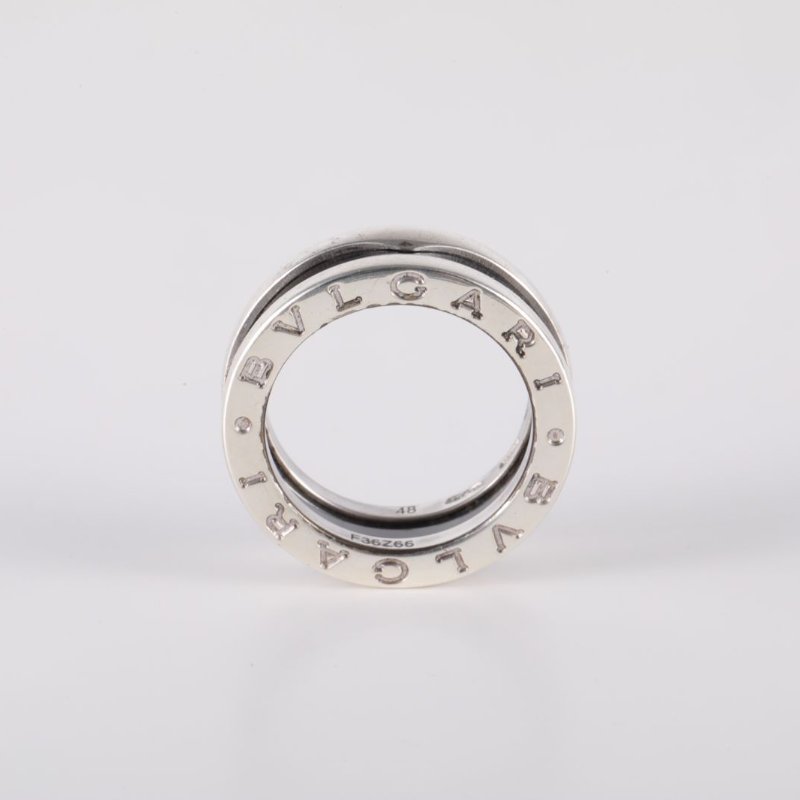 BVLGARI B.ZERO1彈簧戒指單圈慈善款AG925銀/黑陶瓷48戒指-2