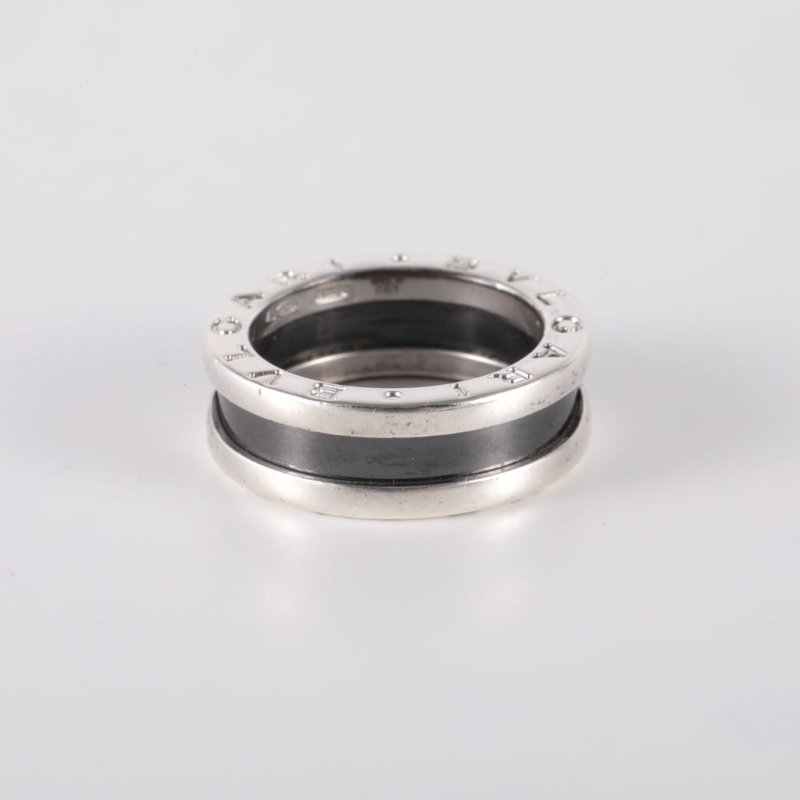 BVLGARI B.ZERO1彈簧戒指單圈慈善款AG925銀/黑陶瓷48戒指-4