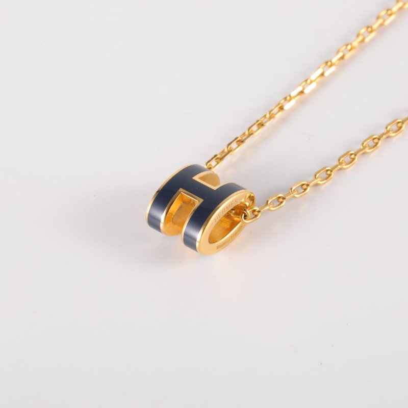 HERMES POPH項鏈Mini合金項鏈金色黑色項鍊-1