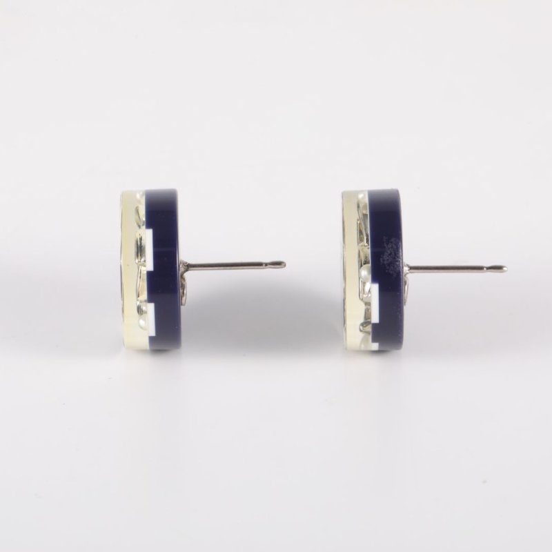 CHANEL 合金14P雙C亞克力紐扣耳釘耳環-3