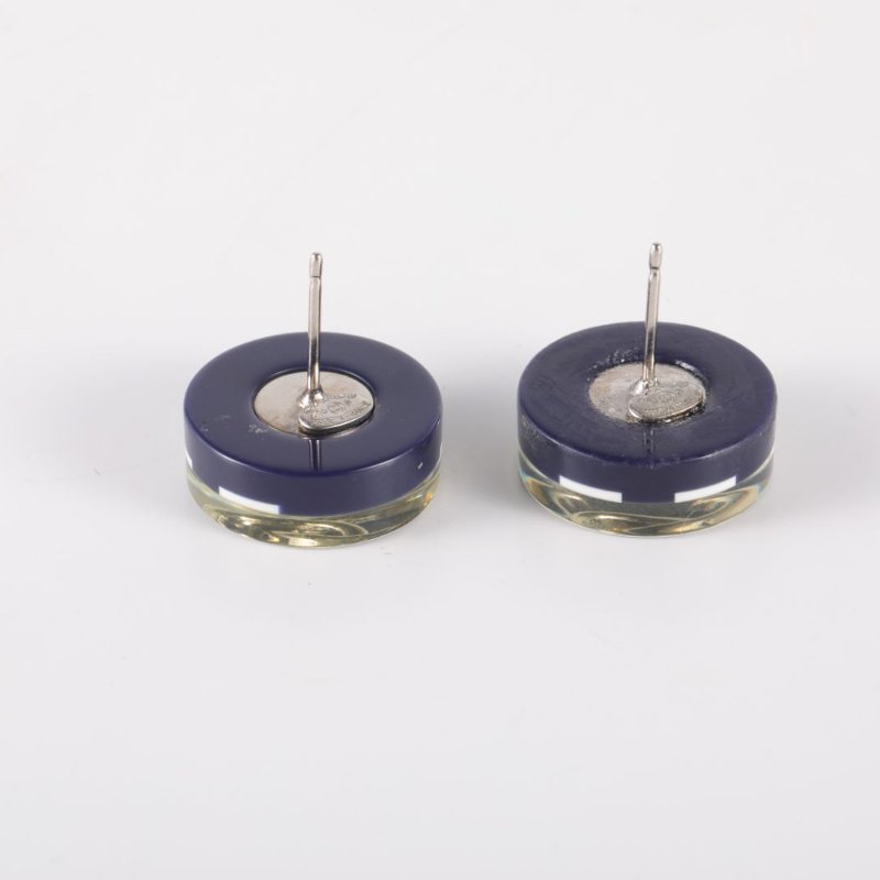 CHANEL 合金14P雙C亞克力紐扣耳釘耳環-4