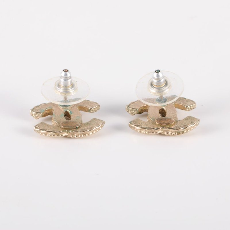 CHANEL 合金14S雙C琺瑯耳釘耳環-3