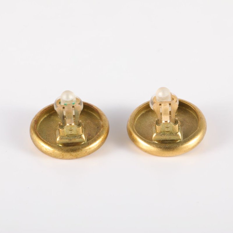 CHANEL 合金95P紐扣耳夾耳環-4