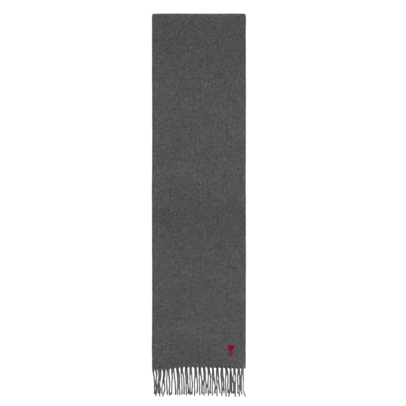 【AMI PARIS】Ami de Coeur Scarf 羊毛 圍巾 深灰色 BFUSF405.334.061-0
