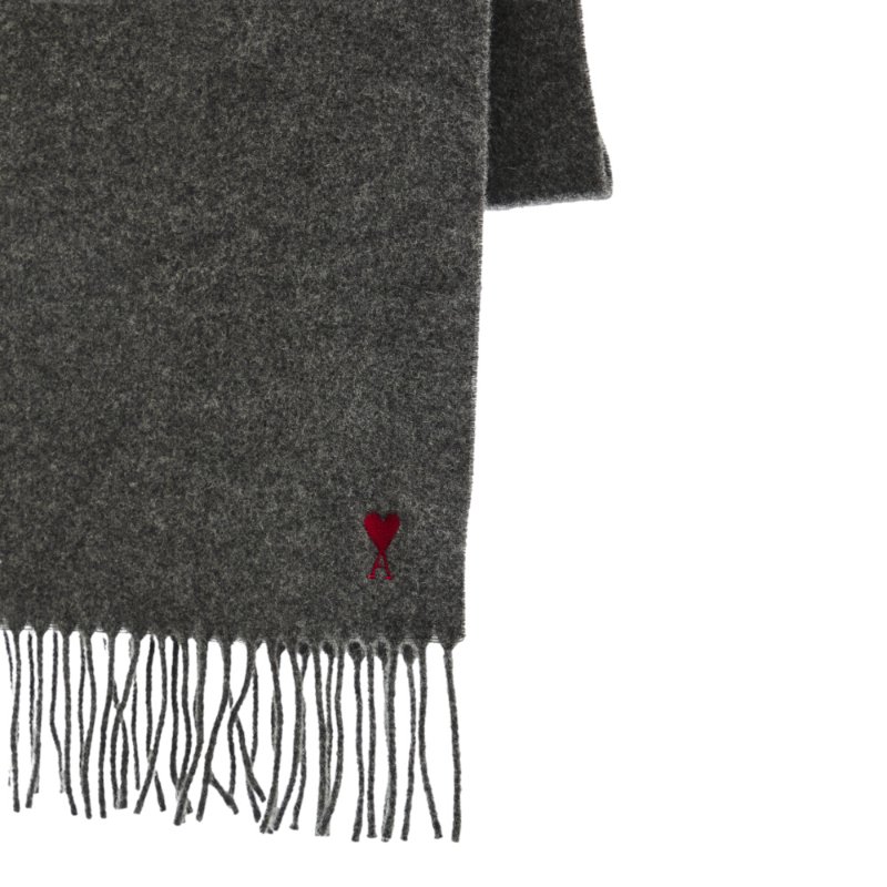 【AMI PARIS】Ami de Coeur Scarf 羊毛 圍巾 深灰色 BFUSF405.334.061-1