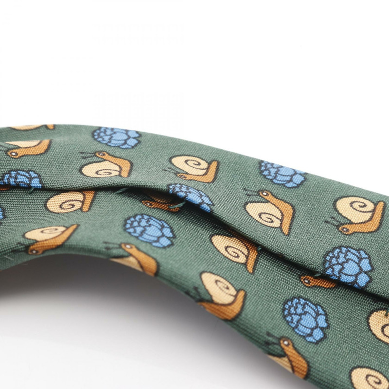 愛馬仕男士真絲領帶,綠色、藍色、米色,二手。-6