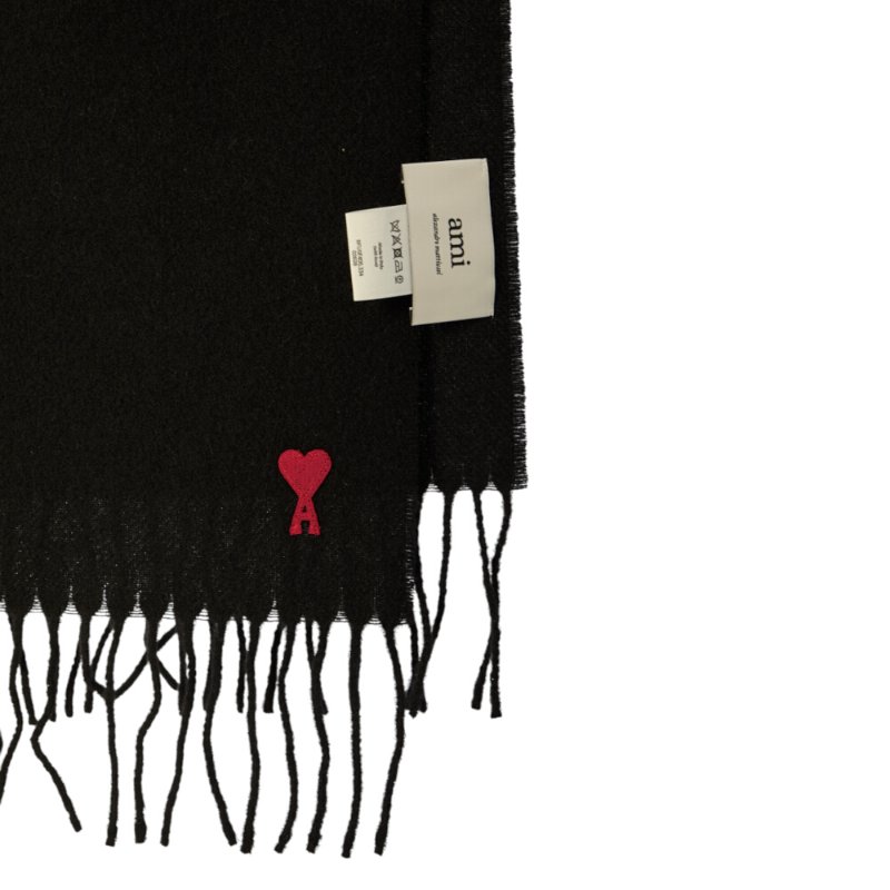 【AMI PARIS】Ami de Coeur Scarf 羊毛 圍巾 黑色 BFUSF405.334.001-4