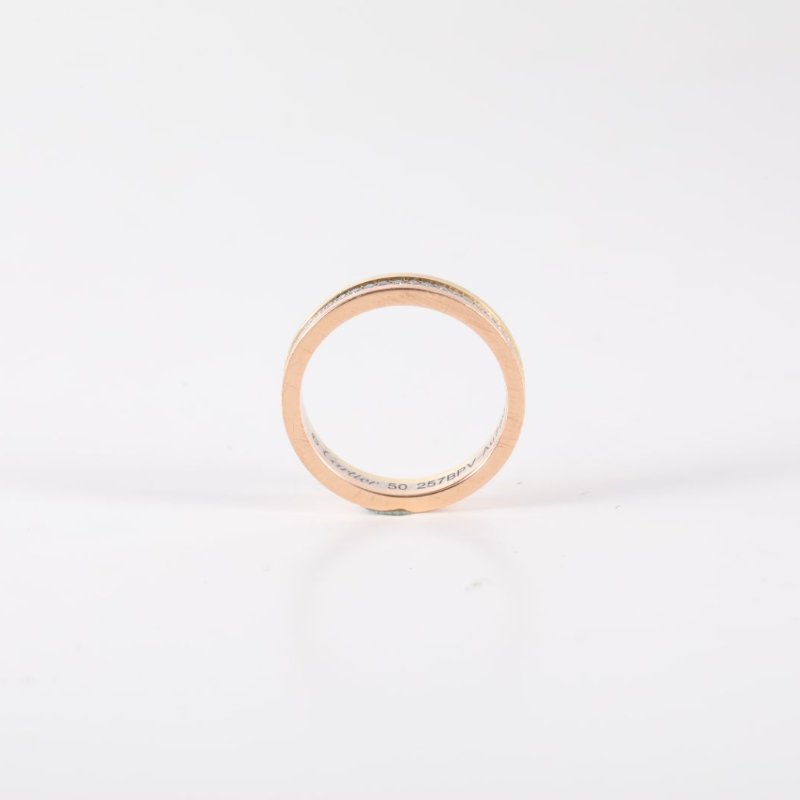 Cartier TRINITY三環三色戒指單圈鑽18K黃金/18K白金/18K玫瑰金/鑽石50戒指-2