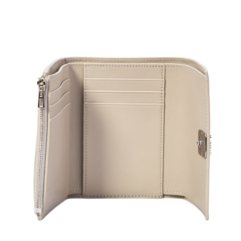 【LOEWE 羅威】Anagram Small Vertical 鵝卵石紋小牛皮 小型 直式 錢包 卡夾 皮夾 短夾 淺灰色-2