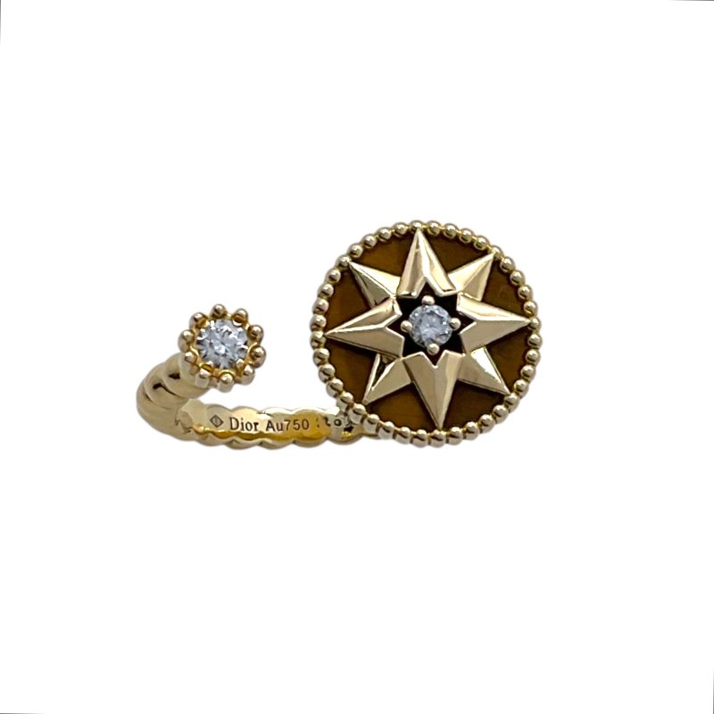 Dior 迪奧 18K 黃金 鑽石 開口 戒指-1