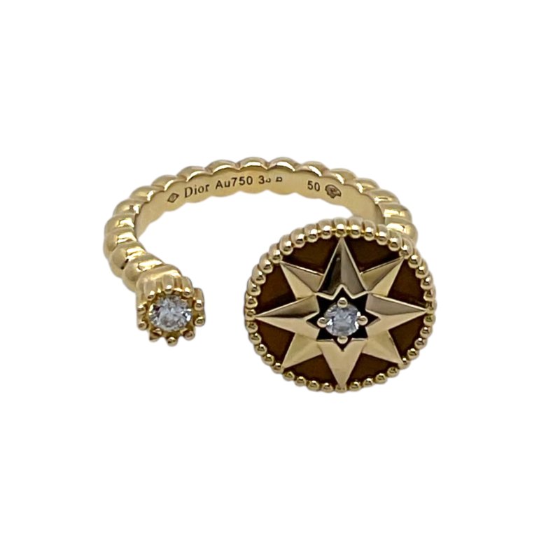 Dior 迪奧 18K 黃金 鑽石 開口 戒指-4