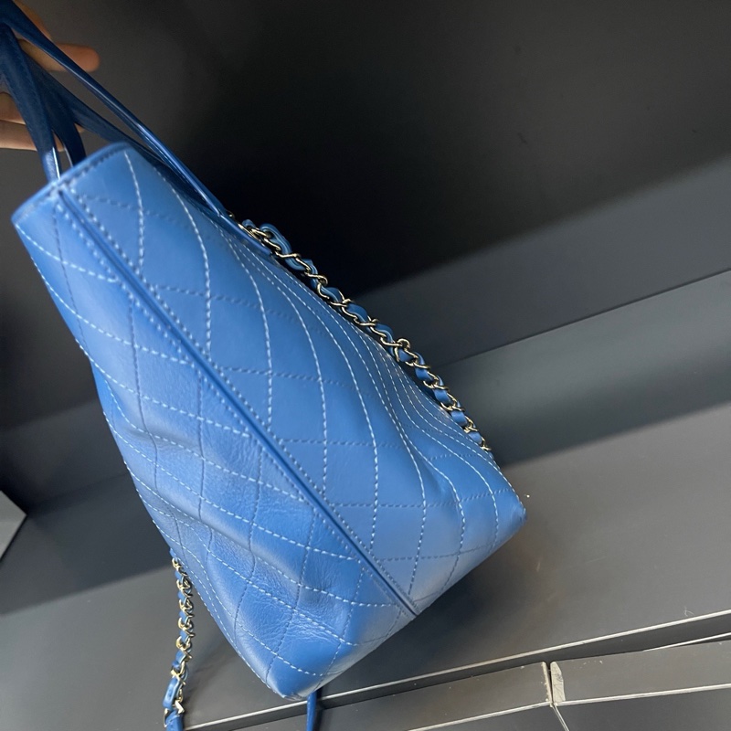 香奈兒Chanel藍色牛皮托特-3