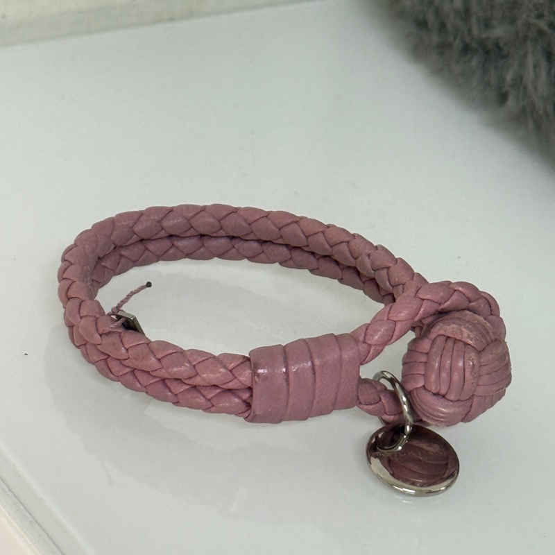 Bottega Veneta羊皮編織手環藕粉-0