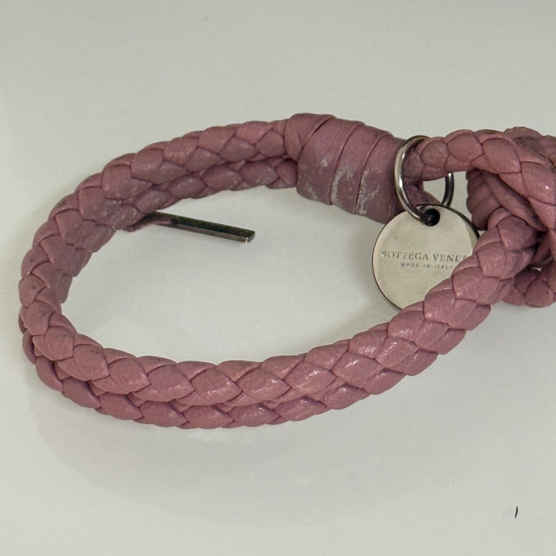 Bottega Veneta羊皮編織手環藕粉-3