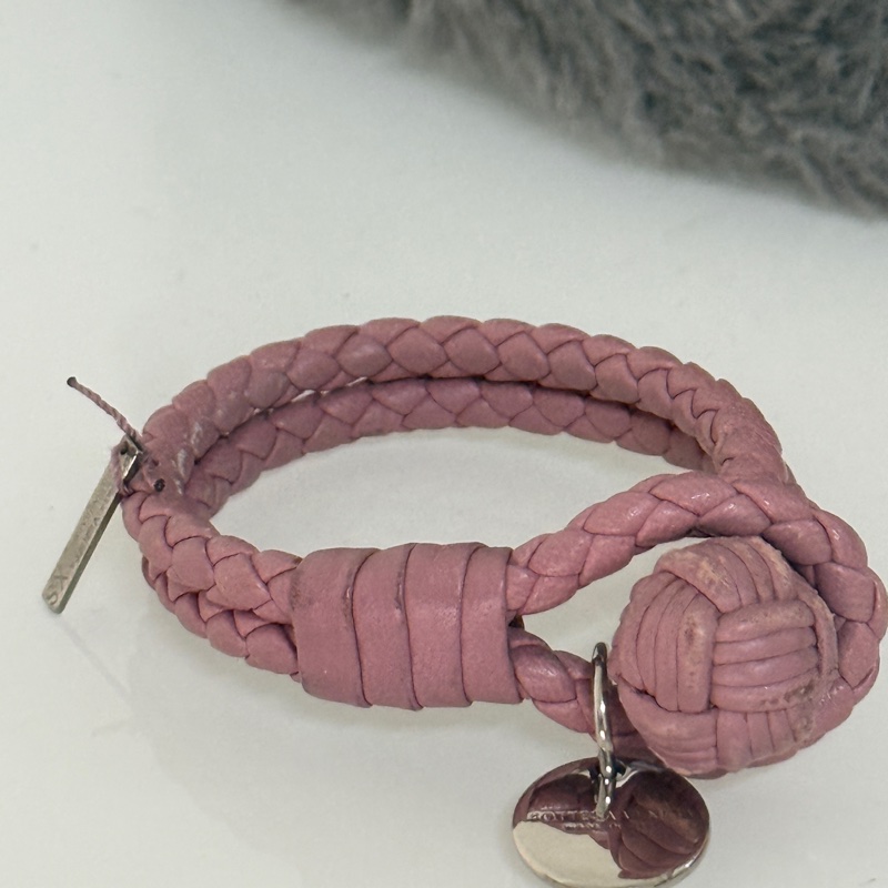 Bottega Veneta羊皮編織手環藕粉-4