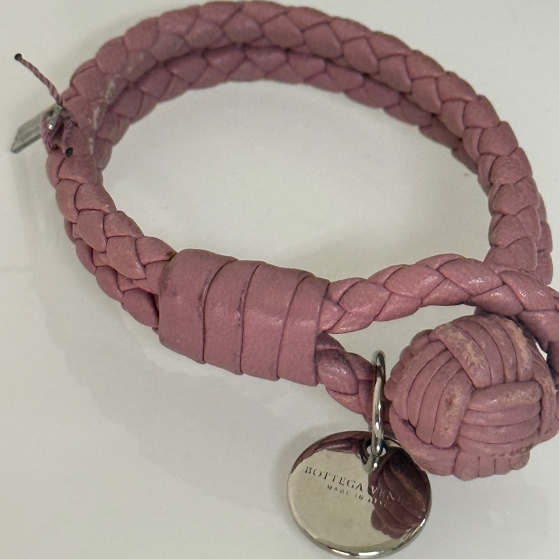 Bottega Veneta羊皮編織手環藕粉-5