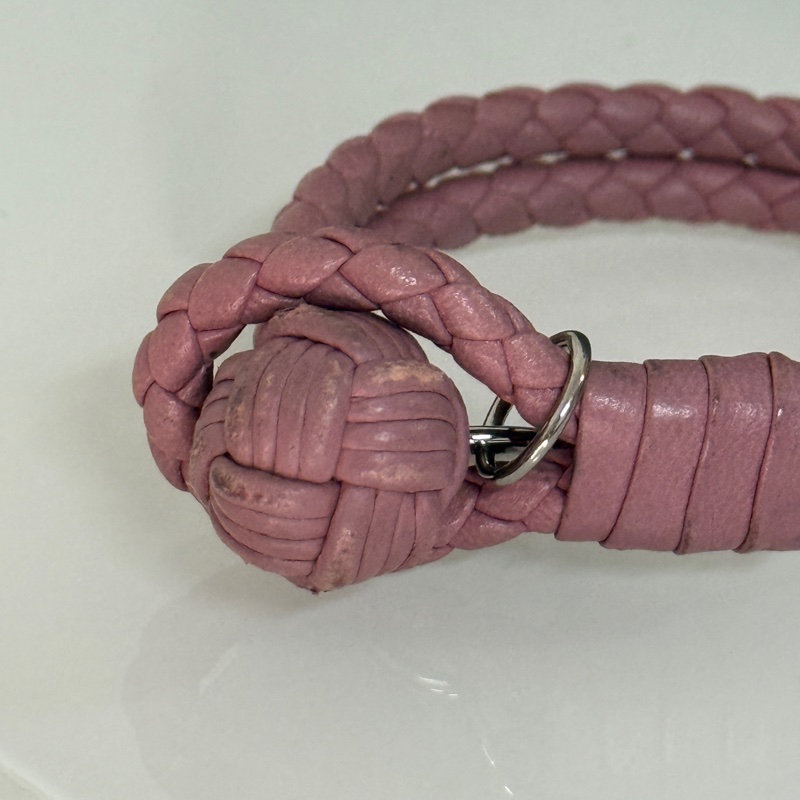 Bottega Veneta羊皮編織手環藕粉-6