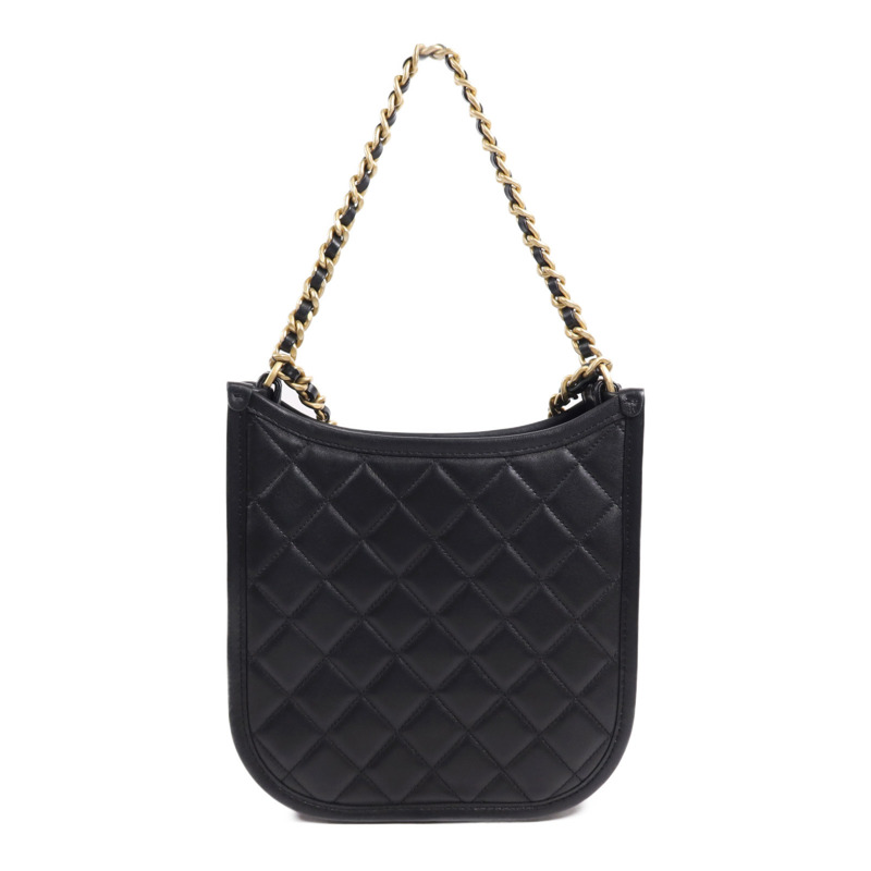 CHANEL 牛皮皮革Chanel Hobo金扣鏈帶手挽肩背兩用袋-1