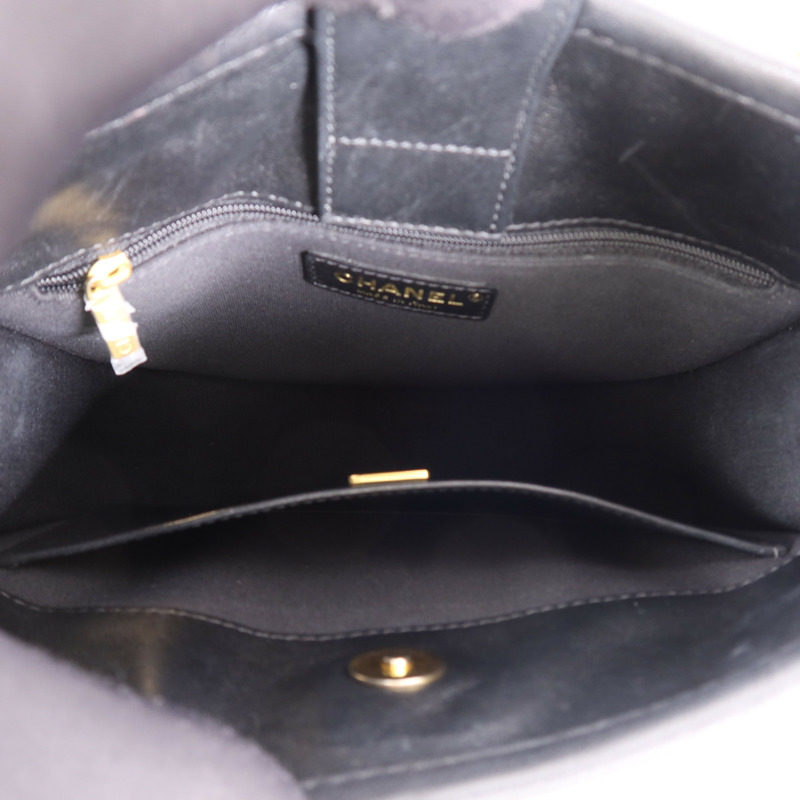 CHANEL 牛皮皮革Chanel Hobo金扣鏈帶手挽肩背兩用袋-10