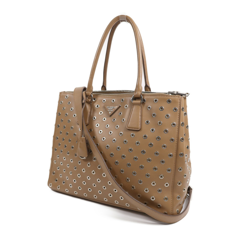 PRADA 牛皮皮革2 Way Shoulder Bag銀扣手挽肩背兩用袋-2