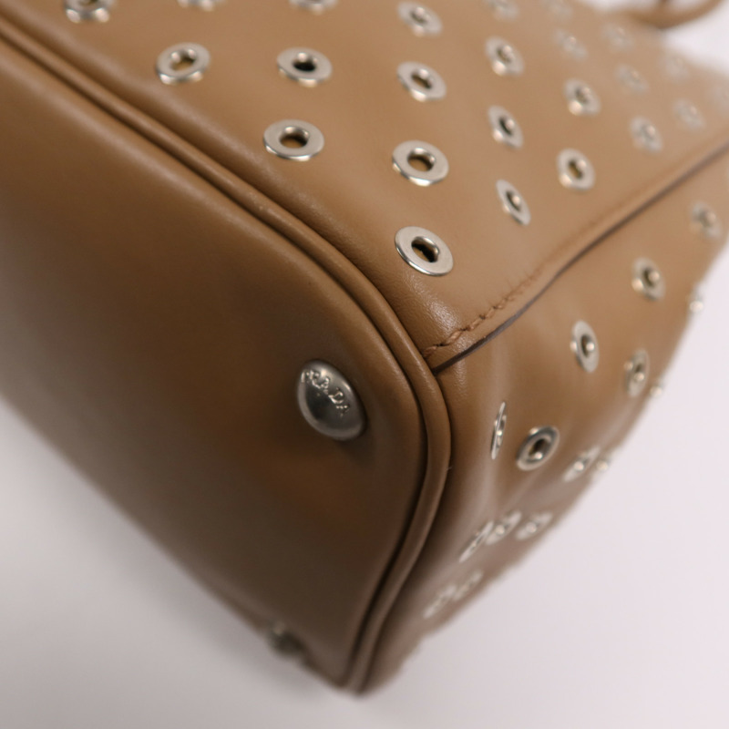 PRADA 牛皮皮革2 Way Shoulder Bag銀扣手挽肩背兩用袋-4