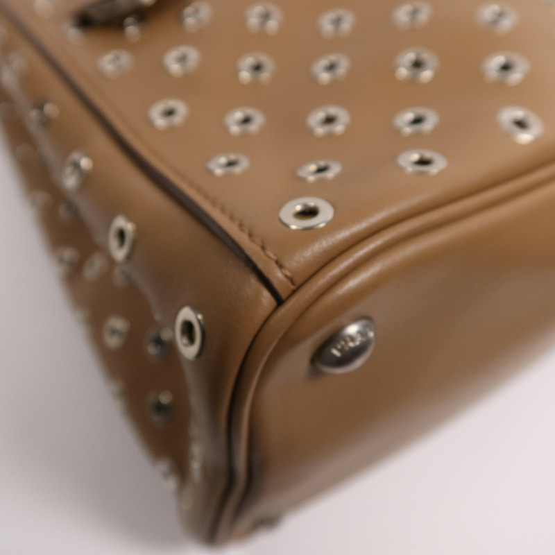 PRADA 牛皮皮革2 Way Shoulder Bag銀扣手挽肩背兩用袋-5