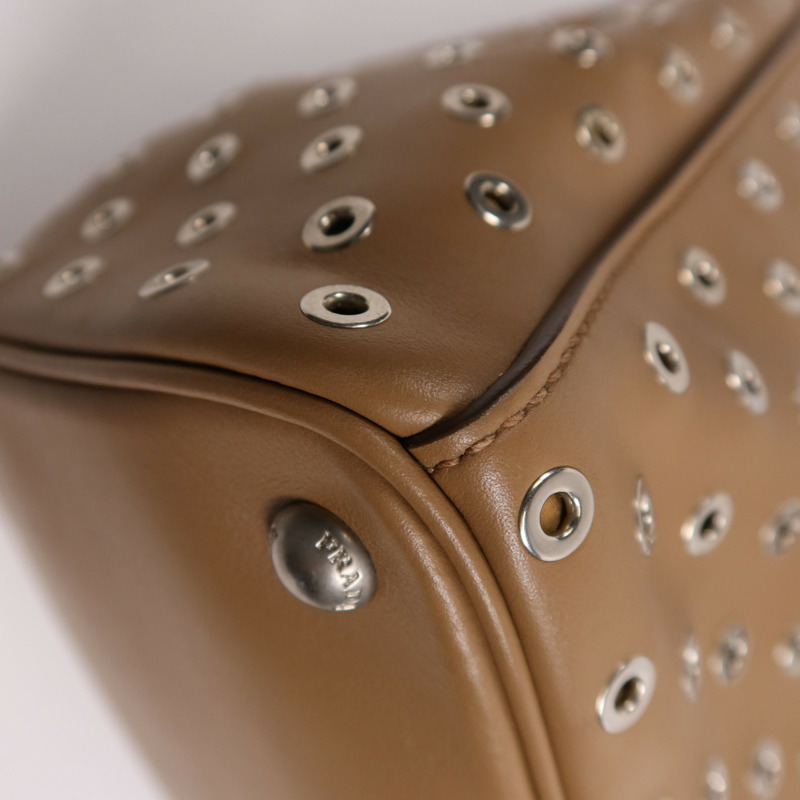 PRADA 牛皮皮革2 Way Shoulder Bag銀扣手挽肩背兩用袋-7