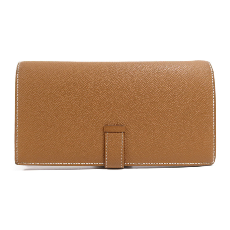 HERMES Epsom皮革Bearn W Snap Wallet金扣長錢包Gold-1